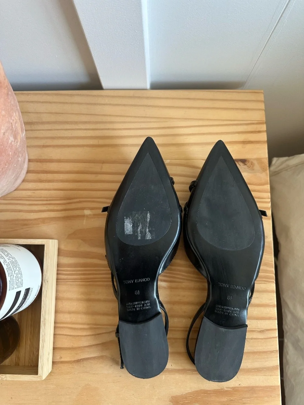 Tony Bianco black patent strappy flats